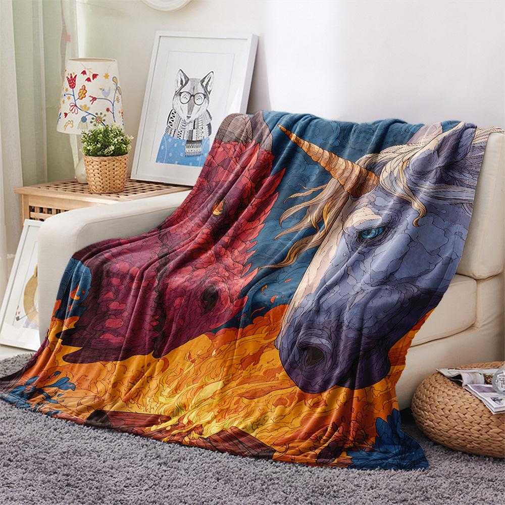 Dragons  Print Flannel Blanket, High quality Comfortable for All Seasons, Home Decor, Warmth and Comfort