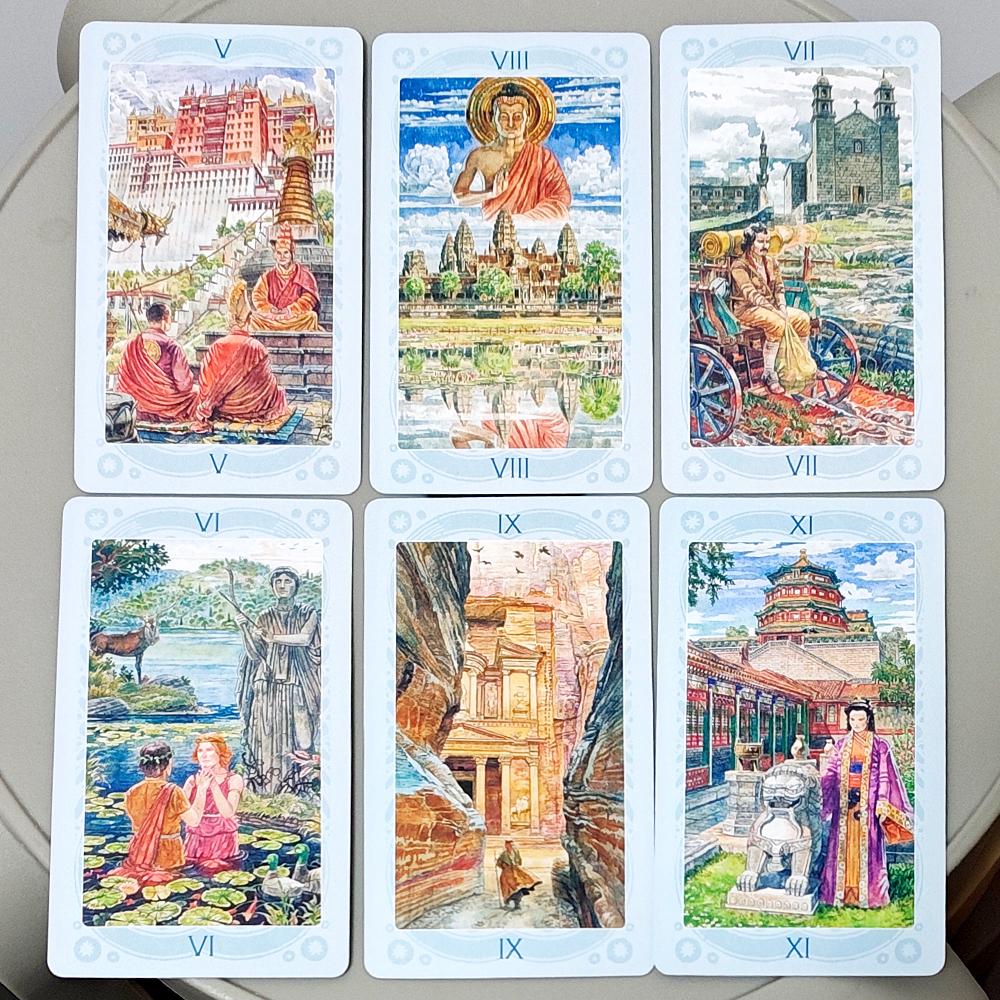 Sacred Sites Tarot Deck in Russian Language 78 Cards Global Sacred Landmarks Illustrated Tarot 10.3*6cm Ancient Holy Places