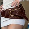 Ретро Экзотический Стиль Металлические Бусины и Тяжелая Промышленность Регулируемый ПУ Кожаный Модный Женский Наряд Для Сочетания