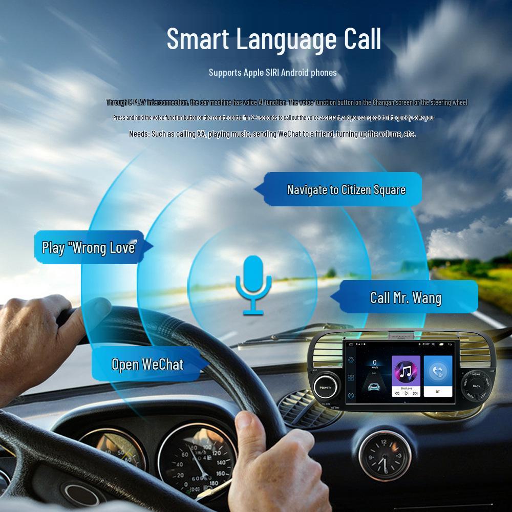 7-inch MP5 Player for Fiat 500 with 1+32G Storage, Built-in CarPlay, and Mobile Phone Interconnection 12V