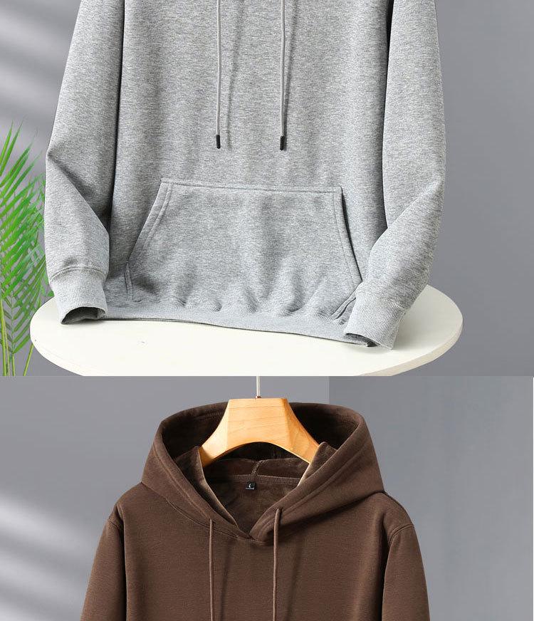 2025 Autumn/Winter Unisex Fleece-Lined Hooded Sweatshirt: Youth Fashion Trend, Solid Color, Versatile, Thickened Design.
