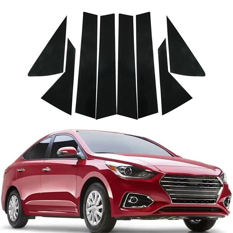 Черная глянцевая накладка на стойку кузова Подходит для Hyundai Accent HC/YC 2018-2022 Декоративная защитная пленка от царапин Универсальные элементы экстерьера автомобиля