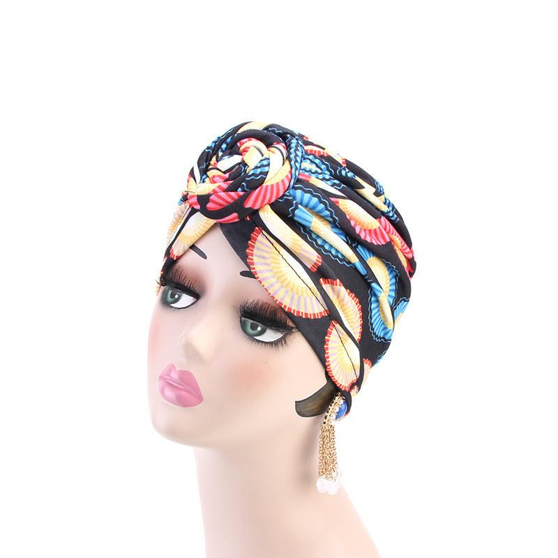 Модная шляпа African Wind Baotou Cap Vortex Knotted Turban Hat Chemo Cap Muslim Hat