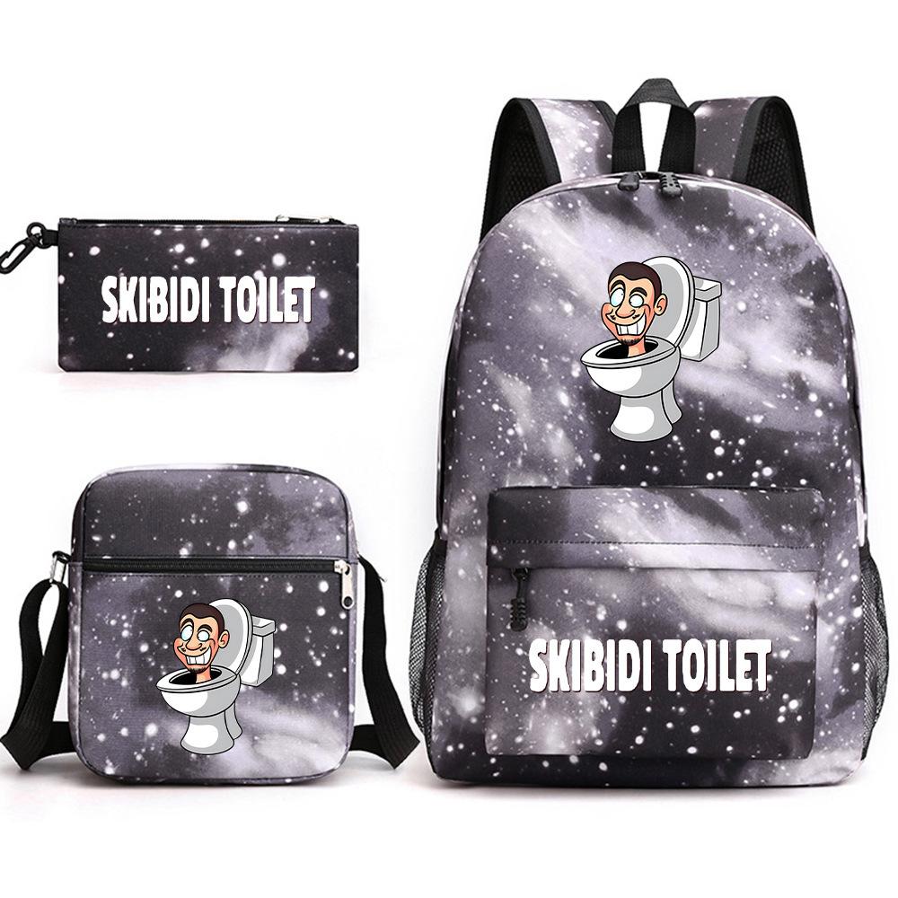 Набор Skibidi Toilet из трех предметов для ученика начальной школы, ученика средней школы, школьная сумка, рюкзак большой емкости для путешествий