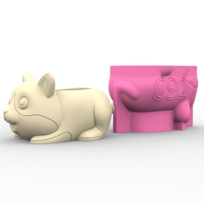 Форма для садовых горшков, форма для горшков для суккулентов, форма в виде животного, силиконовая форма для литья бетона для эпоксидной смолы и подставка для ручек