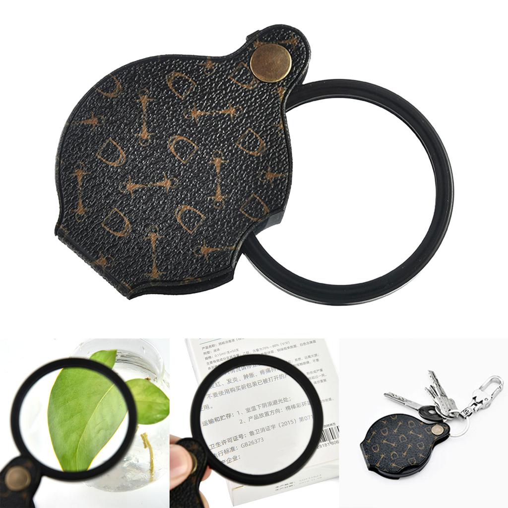 15X Small Magnifying Glass, Pocket Magnifier Folding Magnify Glass with Rotating Leather Protective Case