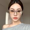 New one-piece y2k water silver sunglasses, women's trendy square and round face, small face, high-end sunglasses