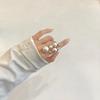 for Women Jewelry Lady Oversize Irregular Finger Rings Shiny Crystal Open Rings Multi Pearl Rings