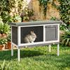 Wooden Rabbit Hutch, Guinea Pig Hutch with Asphalt Roof, Outdoor Elevated Bunny House for Rabbits, Chinchillas