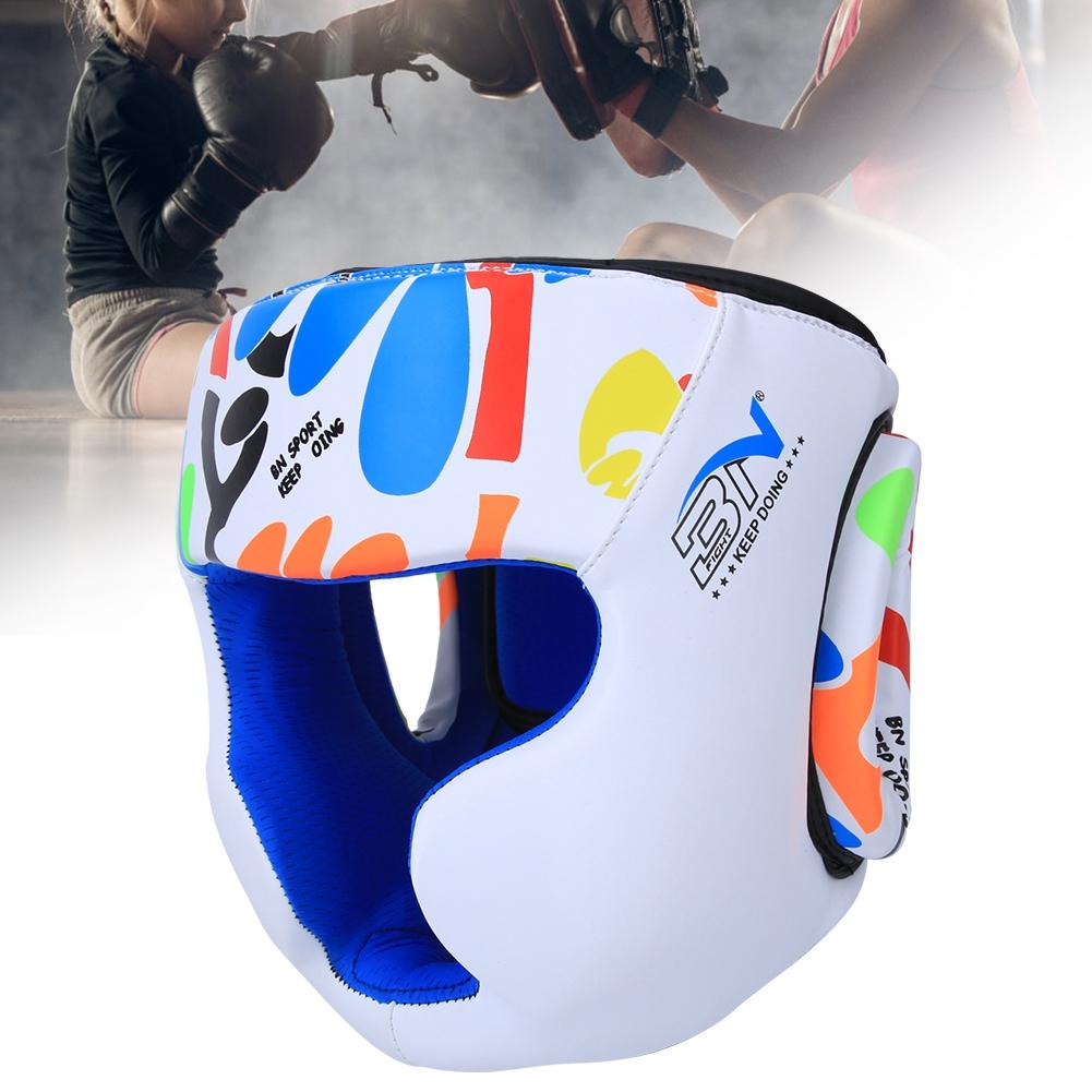 BN FIGHT Graffiti Children Helmet Heads Guard Protective Gear for Boxing Muay Thai Taekwondo TrainingS size  white