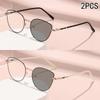 2PCS Fashion Cat Glasses Frame Photosensitive Color Change Versatile High-end Anti-blue Light Outdoor Myopia Glasses 9793