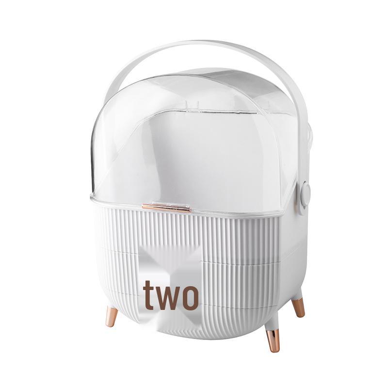 Элегантный портативный пылезащитный ящик для хранения косметики большой вместимости