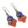 Natural Lapis Lazuli, Coral Gemstone Handmade Jewelry Earring 2.36" K7n67