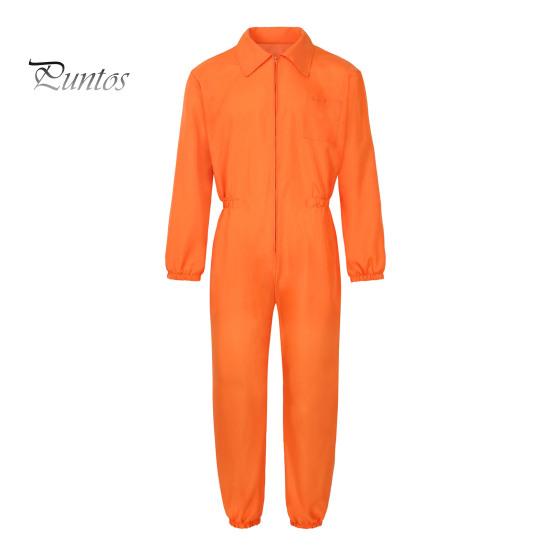 Хэллоуин Узник Косплей Комбинезон с наручниками Хэллоуин Унисекс Дети Взрослые Ролевые игры Наряд с длинными рукавами Отворотом Молния Фестивали Вечеринки Шоу