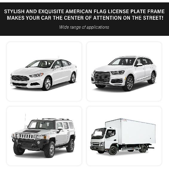 2PCS Colorful Car License Plate Frames With Gaskets Screws & Caps,Stainless Steel 4 Holes License Plate Holder Fits U.S. Standard,Universal Car