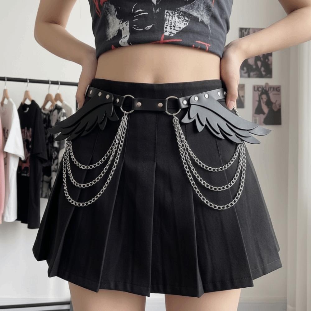 Spicy Girl Y2K Belt PU Leather Punk Waistband Trend Wing Rivet Belt Cosplay Accessories