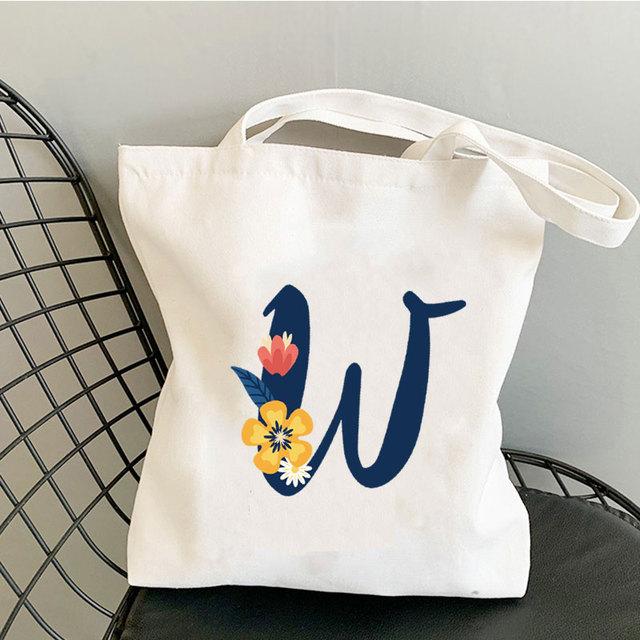 Алфавит Цветочный дизайн Литературные книги Сумка Многоразовая сумка для покупок Женские парусиновые сумки на ремне Модные женские сумки Повседневные сумки