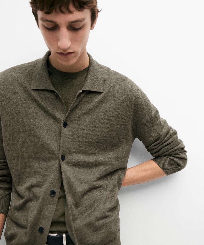 Кардиган Massimo Dutti из льняного трикотажа на пуговицах