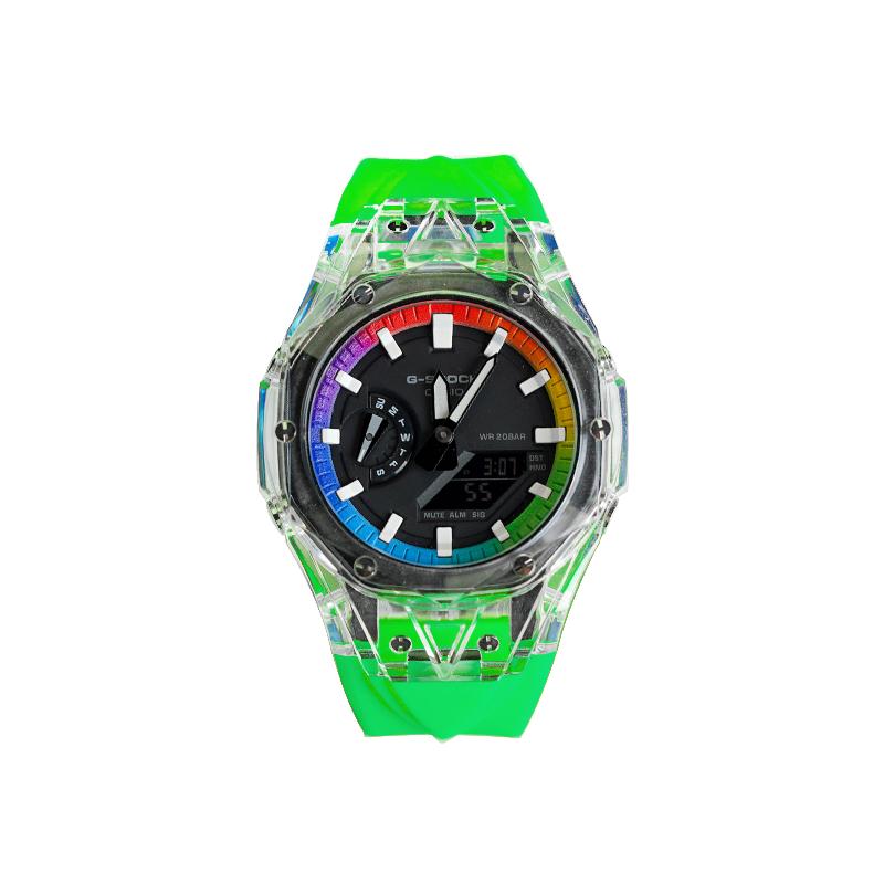 CASIO Unisex Liquid Crystal,Analog Dual Display Series 48.5mm Black Watch GA-2100-7A(Watch8--)