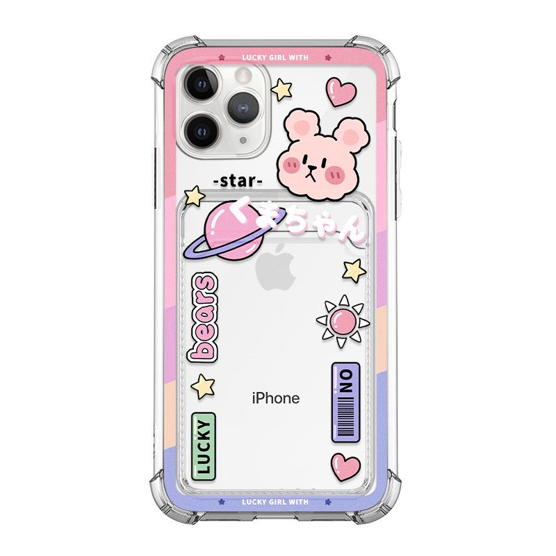 Zhitai Cartoon Rabbit iPhone 16 & 15 Pro Card Holder Case for Apple 14 XS