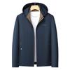 Removable Hood Spring-Autumn Dad's Business Casual Jacket for Middle-aged & Elderly