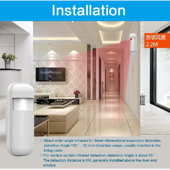 MULO PIR Infrared Motion Sensor Wireless Detector Movement 433MHz for Security Burglar Alarm System