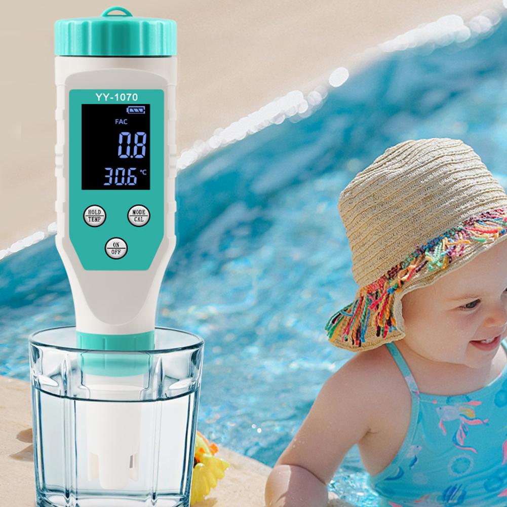 Монитор качества воды 7 в 1, хлор, PH, общее количество растворенных твердых веществ, СОЛЬ, ОВП, FAC, температурный тест EC