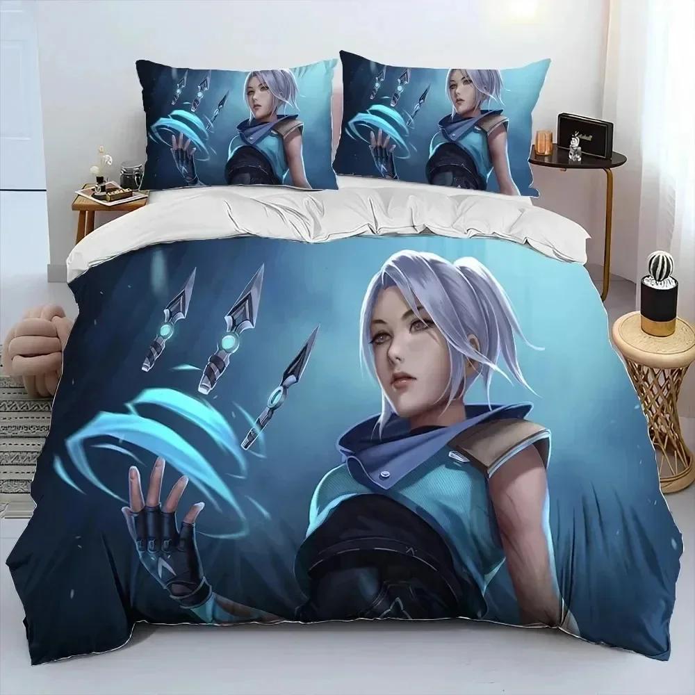 Luxury New 3D Print VALORANT Game Bedding Set Duvet Cover Bed Set Quilt Cover Pillowcase king Queen Size Boys Adult Bedding Set