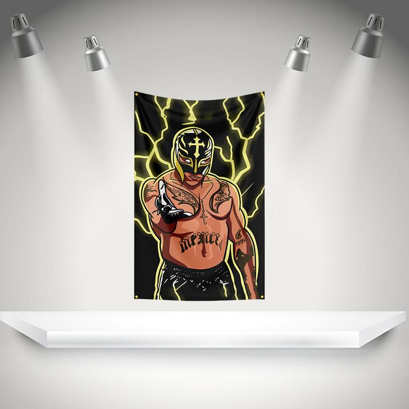 Rrey Mysterios Flag Boxer Banner 3x5ft With Brass Grommets Hd Printing Tapestry Exhibition Boxer Sports Fans Garage Decor