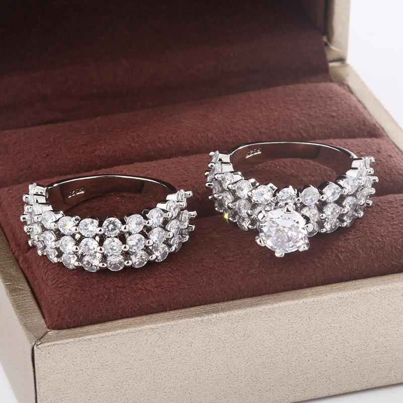 New Fashion Full Star Imitation Diamond Ring European and American Exaggerated Style Wedding Engagement Ring