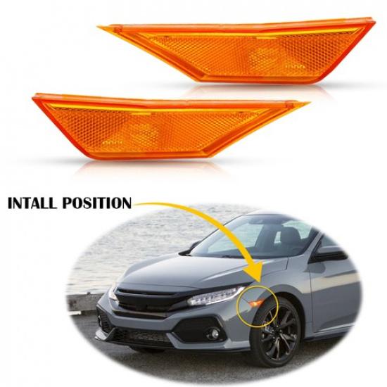 Пара Янтарных Светодиодных Боковых Указателей Поворота подходит для Honda Civic 2016-
