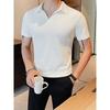Summer Men's V-Neck Short Sleeved Breathable Lapel T-Shirt Man Casual Versatile Slim Fit Temperament Polo Shirt
