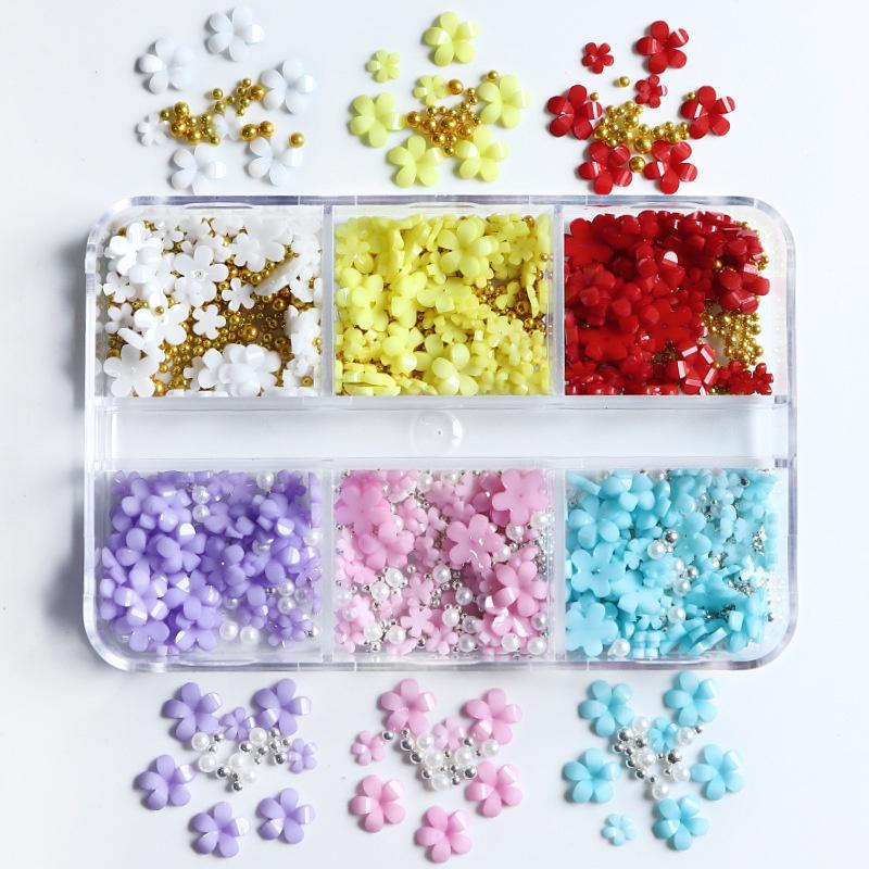 3D акриловые цветы для дизайна ногтей, подвески, стразы, белые смешанные камни, детали для драгоценных камней для профессионального украшения ногтей, аксессуары, принадлежности