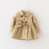 Autumn Girls' Coat Lapel Solid Long Sleeve Windbreaker
