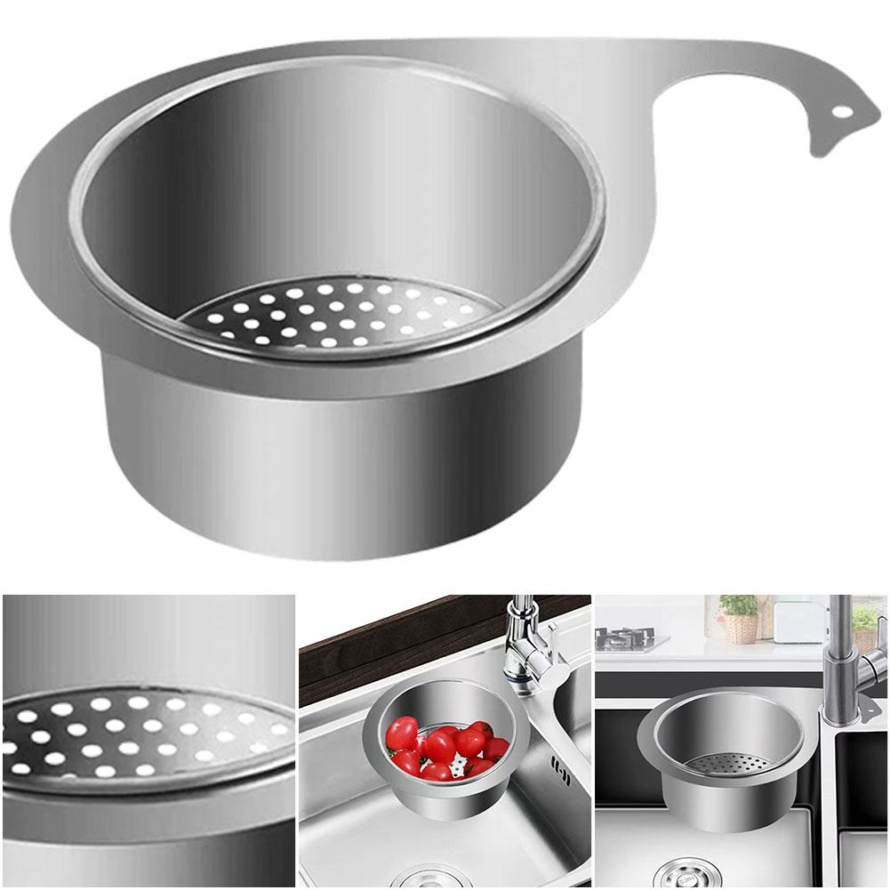 1/2 PCS Stainless Steel Swan Sink Removable Strainer Basket Kitchen Filter Basket Hanging Drain Rack Wet & Dry Drainage Racks