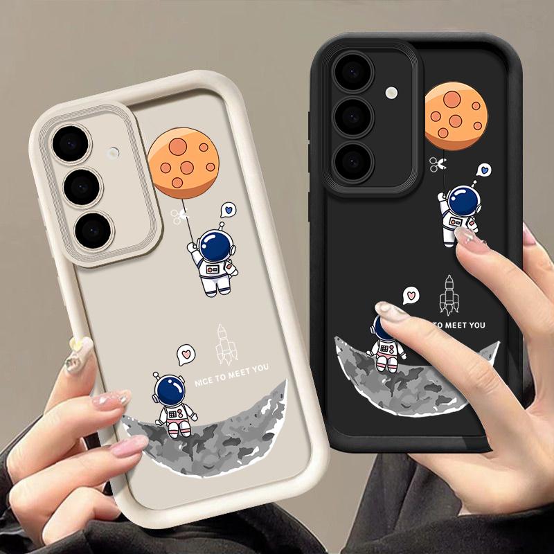 Мягкий чехол для Samsung Galaxy S24 FE S25 Edge S22 S23 Ultra A56 A36 A26 A55 A16 A15 A35 A25 A14 A54 Милый чехол для телефона с космонавтом