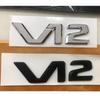 Chrome Black V12 V 12 Letters Sides Fender Badges Emblems for Mercedes Benz MAYBACH S500L S600L S63 S65 S65L AMG FF70