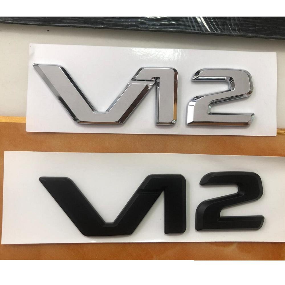 Chrome Black V12 V 12 Letters Sides Fender Badges Emblems for Mercedes Benz MAYBACH S500L S600L S63 S65 S65L AMG FF70