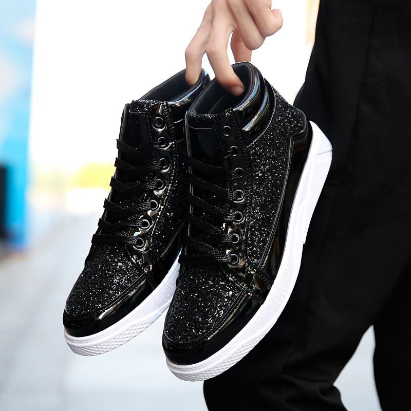MCTIN Couples Casual Shoes for Women Sequin Platform Sneakers Men's High-tops Walking Shoes