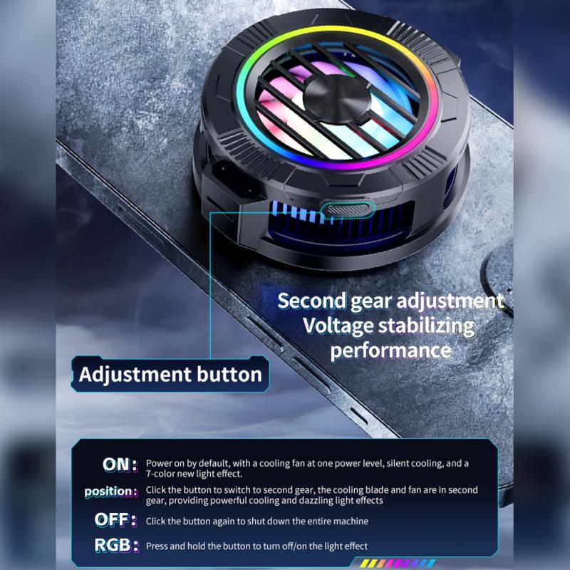 Охладитель для сотового телефона с цветной подсветкой, магнитный радиатор, 3 передачи, регулируемый вентилятор для сотового телефона