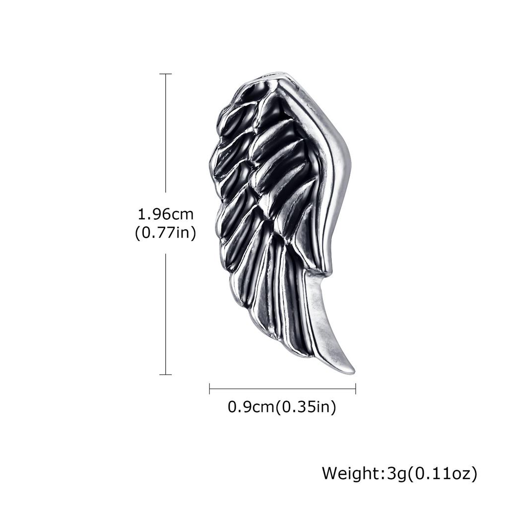 Stainless Steel Jewelry Vintage Devil Wing Man Earrings Angel Wing Feather Stud Gothic Dad Boyfriend Valentine's Day Gift
