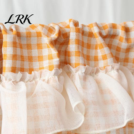Шторка с кулиской в клетку, Короткая штора, Дизайн с продетым карманом, Блокирует масляный дым и пыль, Для стеклянной дверцы шкафа, Рустикальный стиль, Для кухни, Полуокна, Двери