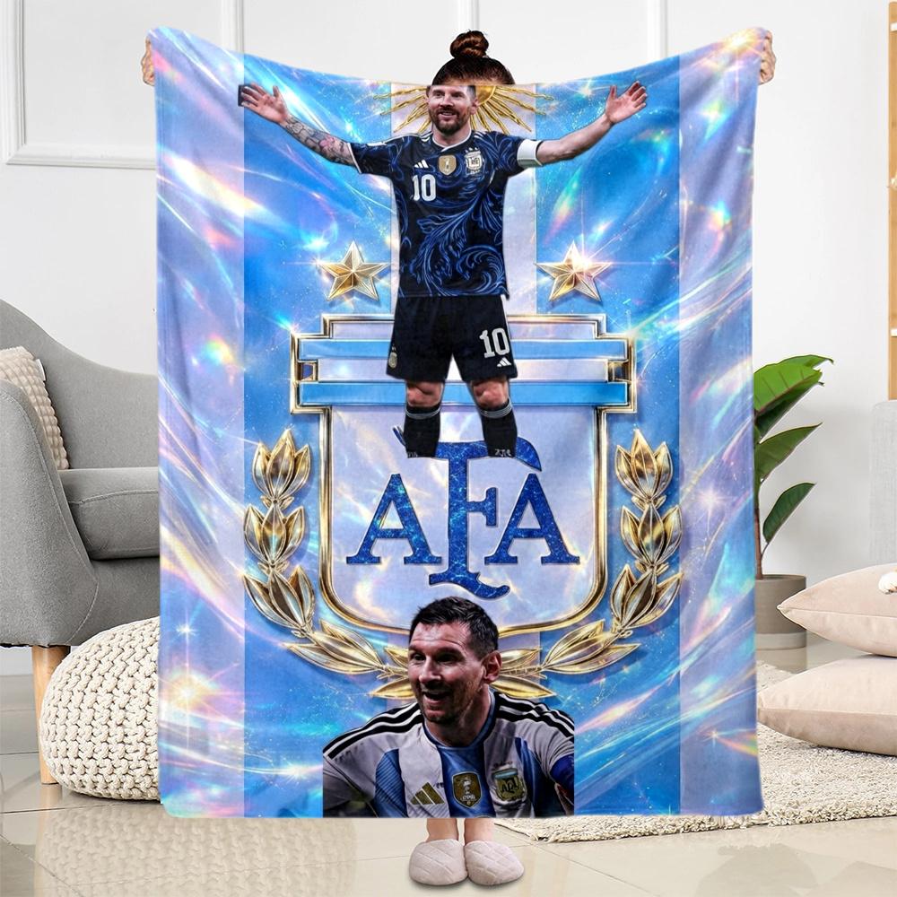 Lionel Messi Football Kings Crowns Blanket Durable Comfort Great For Couch Bedding Sofa Four Seasons Universal Warmthful Decor Best Holiday Gift For F