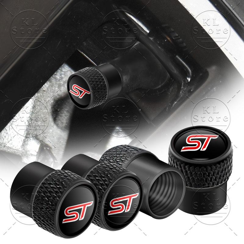 ST Logo Car Tire Valve Bolt-in Wheel Valve Stem Dust Cap Cover Accessories For Ford Fiesta Focus Mondeo Kuga Ranger Ecosport 4Pc