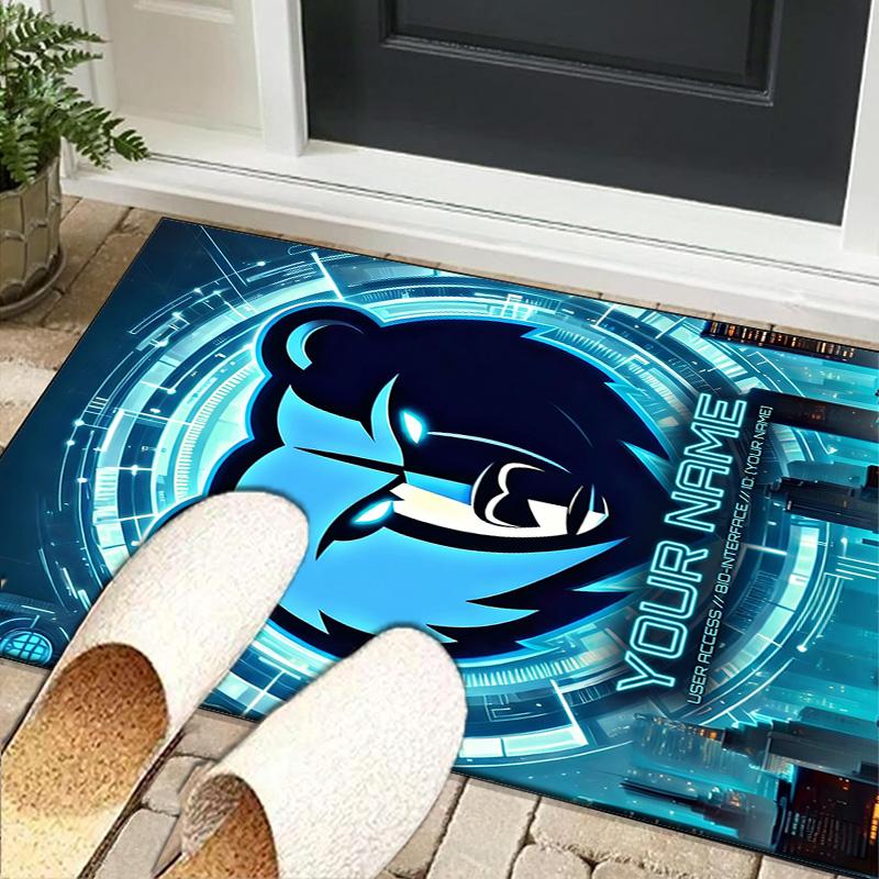 Custom NameCity Grizzlies Bear Logo Carpet, Indoor Rug, Chair Rug, Living Rooms, Doormat Made From Polyester Home Decor Birthday Christmas Gifts