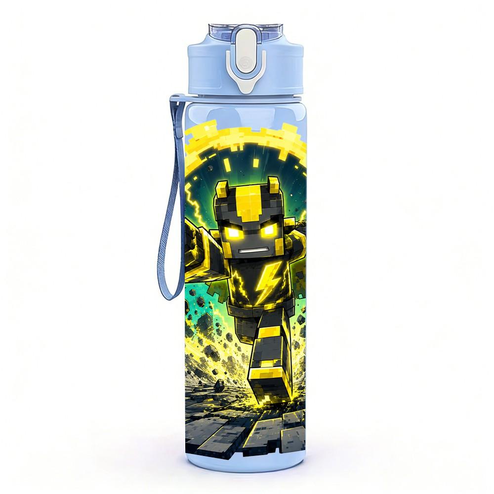 1 шт. Персонаж Супергерой Сила 750 мл Цветная Пластиковая Спортивная Бутылка для Воды Герметичная Крышка с Откидной Соломкой Подходит для Спорта, Офиса, Домашнего Использования
