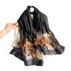 Elegant Silk Wool Embroidered Crabapple Flower Scarf - Double Layer, Thin, Large Shawl, Solid Color, All-Season Accessory.