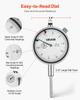 Dial Test Indicator with Metal Base, 0.03 mm Accuracy, 0-25.4mm Range, Easy to Read Large Dial, Professional for Narrow Area Measurement, Industrial