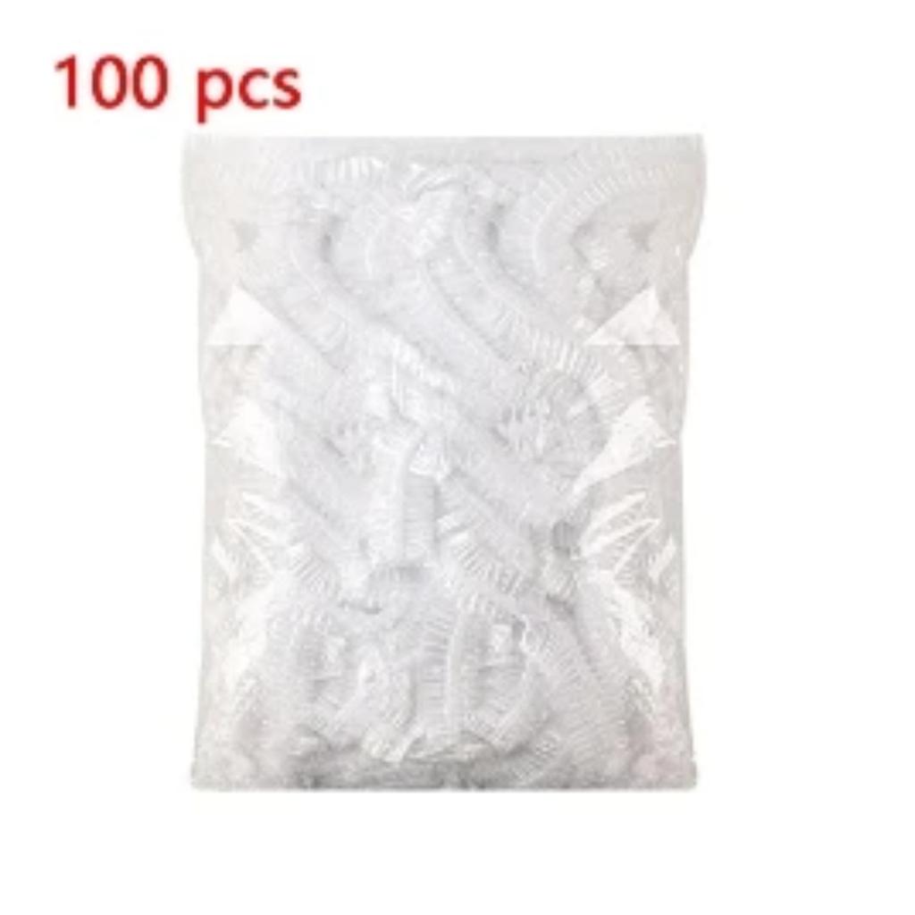 Shower Cap Head Set 42cm, 100 Pieces of Thick Elastic Plastic Bath Towels, Waterproof Disposable Salon Home and Travel Supplies