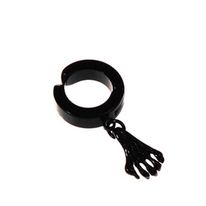 Серьги Simplicity, клипса для ушей в виде геккона, 1 шт., панк, без проколотых ушей, серьги-гвоздики для мужчин и женщин, рука призрака, титановая сталь, серебристо-черная железная башня